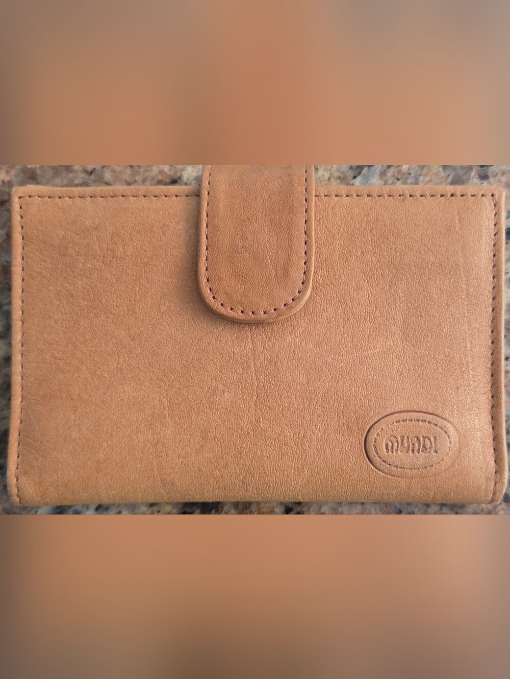 Mundi Leather Wallet Small 4.5x3" Bi Fold 3 Slip Pockets & Pencil Vintage